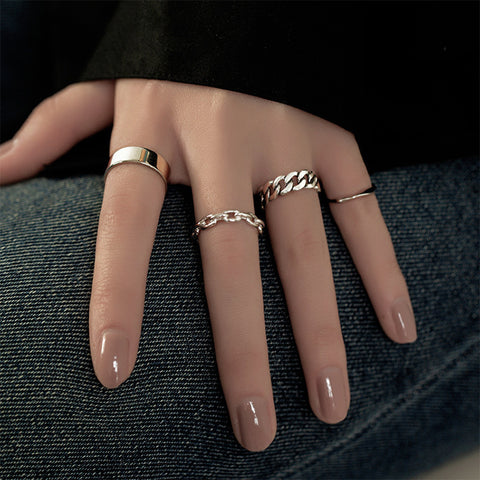 Simple Stacking Combination Ring Female 925 Sterling Silver