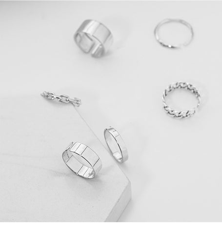 Simple Stacking Combination Ring Female 925 Sterling Silver