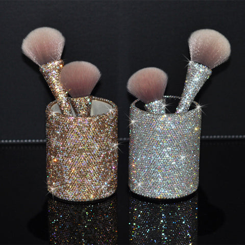 Diamond Studded Makeup Brushes Goblet Set