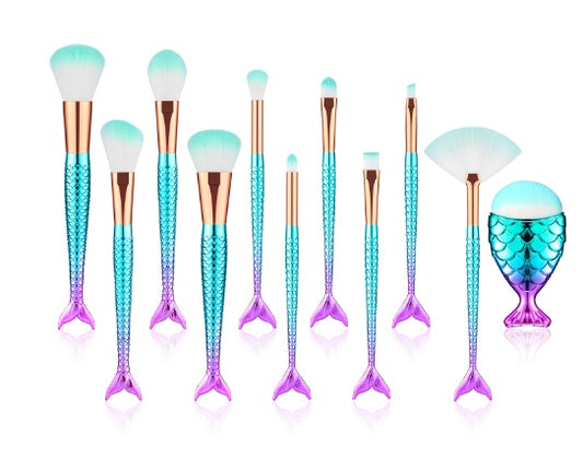 Mermaid Shaped Makeup Brushes